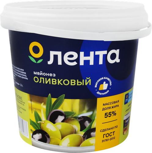 Майонез ЛЕНТА Оливковый 55%, 800мл, крупный план