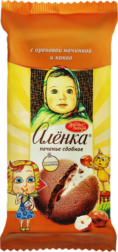 Печенье сдобное АЛЕНКА с ореховой начинкой и какао, 200г, изображение
