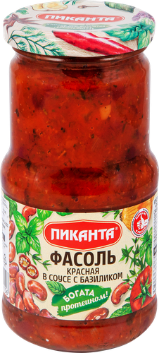 Фасоль красная ПИКАНТА в соусе с базиликом, 480г, картинка