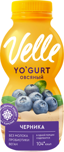 Продукт овсяный ферментированный питьевой VELLE Черника, 230г, фото