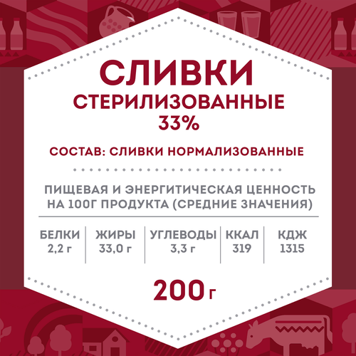 Сливки для взбивания ультрапастеризованные ДОМИК В ДЕРЕВНЕ 33%, без змж, 200г, фотография