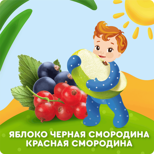 Пюре фруктово-ягодное АГУША Яблоко, черная и красная смородина, с 5 месяцев, 100г, вид
