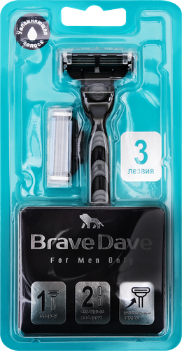 Станок для бритья мужской BRAVE DAVE с увлажняющей полоской, 5 лезвий, +2 сменные насадки, 3шт, фотография
