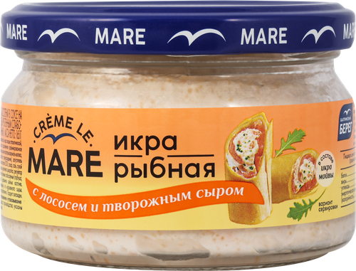 Икра рыбная слабосоленая БАЛТИЙСКИЙ БЕРЕГ Creme Le Mare, в соусе с рубленным слабосоленым лососем и творожным сыром, 165г, фотография