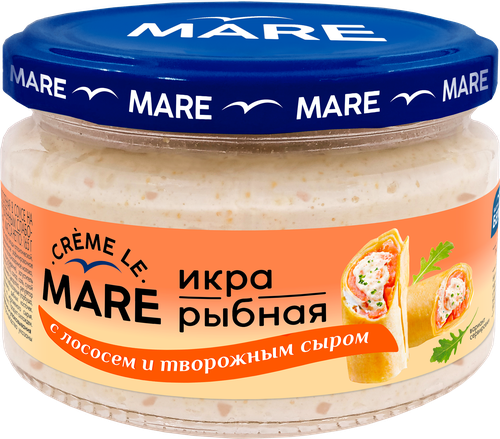 Икра рыбная слабосоленая БАЛТИЙСКИЙ БЕРЕГ Creme Le Mare, в соусе с рубленным слабосоленым лососем и творожным сыром, 165г, фото