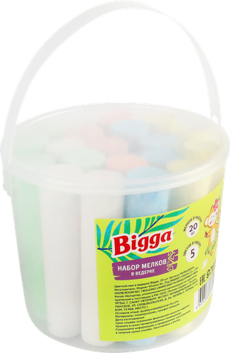 Игрушка BIGGA Цветной мел в ведерке, Арт. 2205K0100, 20шт, картинка