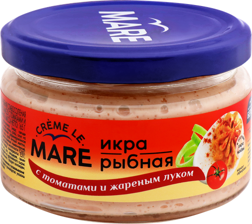Икра рыбная слабосоленая БАЛТИЙСКИЙ БЕРЕГ Creme Le Mare, в соусе с томатами и жареным луком, 165г, детальное фото