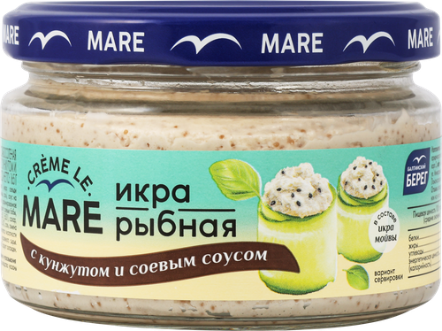 Икра рыбная слабосоленая БАЛТИЙСКИЙ БЕРЕГ Creme Le Mare, в соусе с кунжутом и соевым соусом, 165г, вид