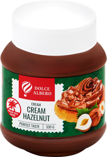 Паста шоколадно-ореховая DOLCE ALBERO 6% фундука, без пальмового масла, 
330г, вид