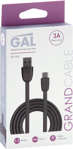 Кабель GAL CU-1242/2143 USB A - type-C 3A 1,2м, TPE, фото