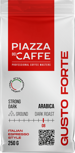 Кофе молотый PIAZZA DEL CAFFE Густо Форте натуральный жареный, 250г, фотография