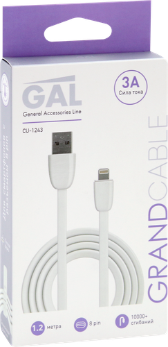 Кабель GAL CU-1243/3142 USB A – 8pin 3A 1,2м, TPE, крупный план