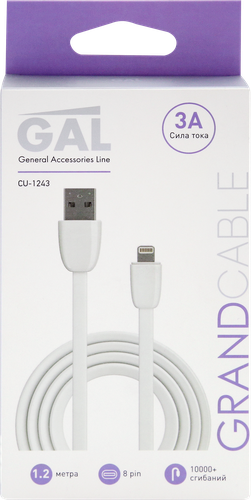 Кабель GAL CU-1243/3142 USB A – 8pin 3A 1,2м, TPE, фото