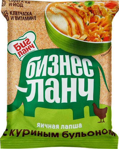 Лапша БИЗНЕС ЛАНЧ Яичная, с куриным бульоном, 60г, вид