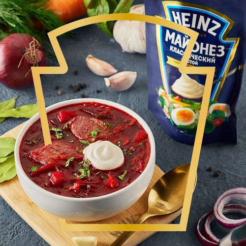 Майонез HEINZ Классический 67%, 500г, крупный план