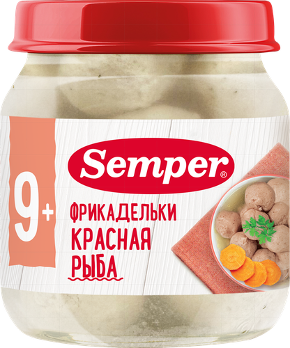 Фрикадельки рыбные SEMPER Красная рыба, с 9 месяцев, 100г, крупный план