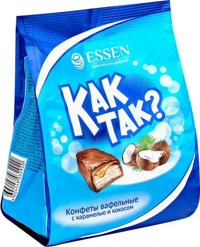 Конфеты вафельные ESSEN Как так? с карамелью и кокосом, 210г, фото