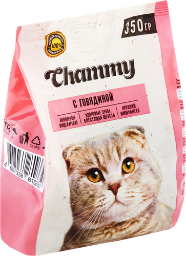 Корм сухой для кошек CHAMMY с говядиной, 350г, детальное фото