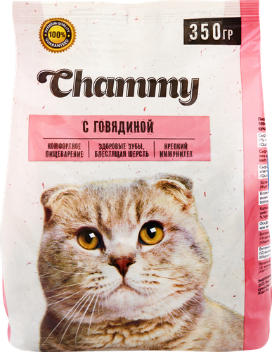 Корм сухой для кошек CHAMMY с говядиной, 350г, фотография