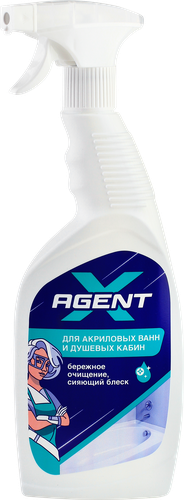 Средство для чистки акриловых ванн и душевых кабин AGENT X, 600мл, фото