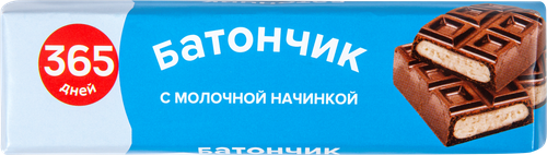 Батончик 365 ДНЕЙ с молочной начинкой, в глазури, 50г, фотография