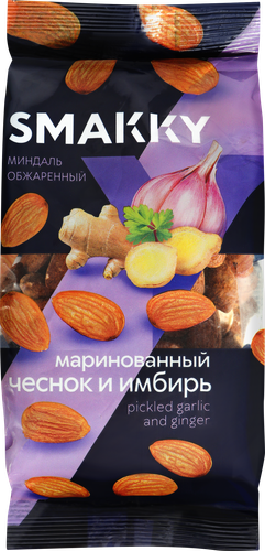 Миндаль SMAKKY жареный, чеснок и имбирь, 150г, фотография