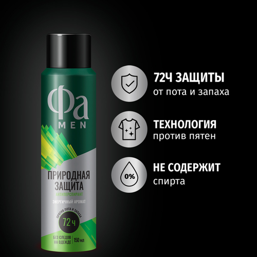 Антиперспирант-спрей мужской ФА Men Природная защита Кактус, 150мл, вид