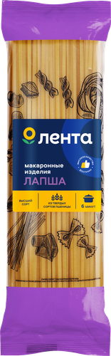 Макароны ЛЕНТА Лапша высший сорт, 450г, детальное фото