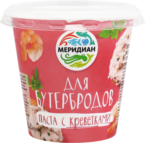Паста для бутербродов МЕРИДИАН с креветками в сливочном соусе, 140г, крупный план