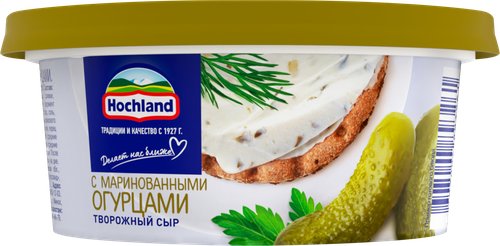 Сыр творожный HOCHLAND с маринованными огурцами 60%, без змж, 140г, детальное фото