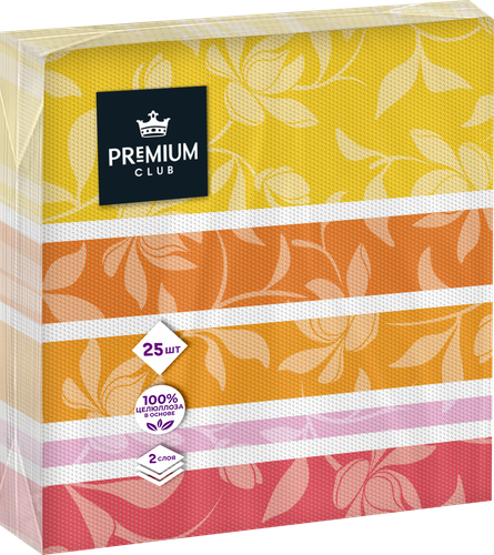Салфетки бумажные PREMIUM CLUB 2-слоя с рисунком, 33х33см, 25шт, изображение