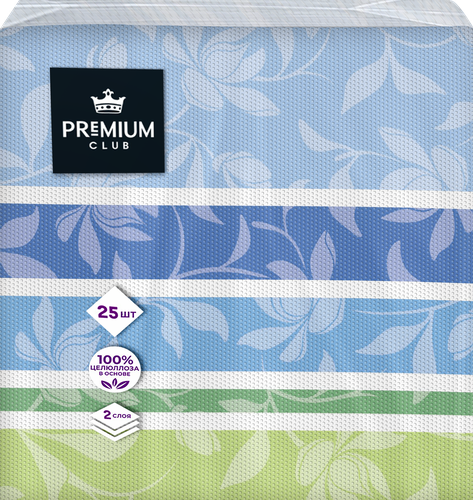 Салфетки бумажные PREMIUM CLUB 2-слоя с рисунком, 33х33см, 25шт, картинка