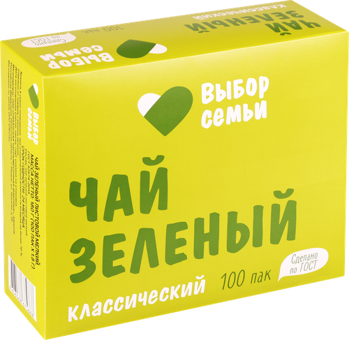Чай зеленый ВЫБОР СЕМЬИ мелкий, листовой, 100пак, фотография