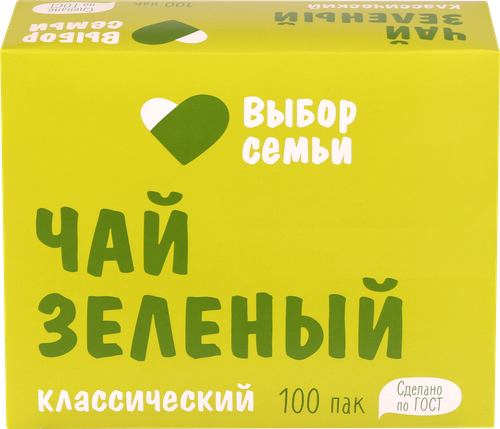 Чай зеленый ВЫБОР СЕМЬИ мелкий, листовой, 100пак, фотография