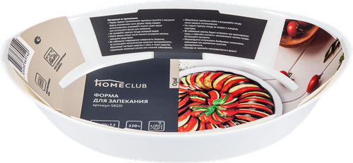 Форма для запекания HOMECLUB Opal 32х20см, овальная, жаропрочное стекло, Арт. SR231, фотография