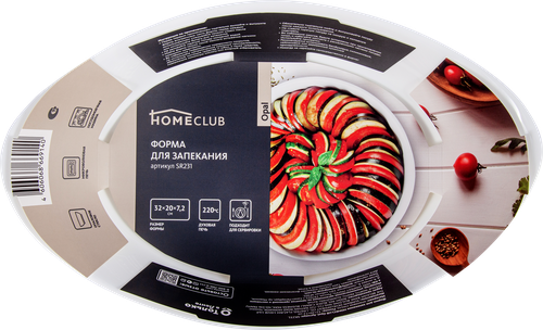 Форма для запекания HOMECLUB Opal 32х20см, овальная, жаропрочное стекло, Арт. SR231, картинка