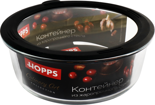 Контейнер HOPPS круглый, жаропрочное стекло, силикон, 1.4л, Арт. NE-BG1, детальное фото