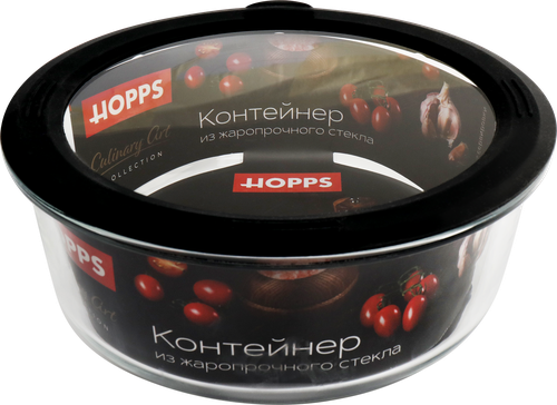 Контейнер HOPPS круглый, жаропрочное стекло, силикон, 1.4л, Арт. NE-BG1, изображение