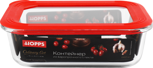Контейнер HOPPS боросиликатное стекло, силикон, 660мл 17,5х12,5х5,2см, 
Арт. NE-BG3, детальное фото