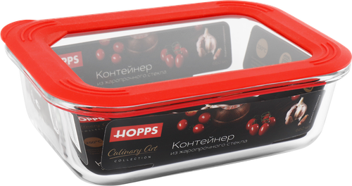 Контейнер HOPPS боросиликатное стекло, силикон, 660мл 17,5х12,5х5,2см, 
Арт. NE-BG3, фото