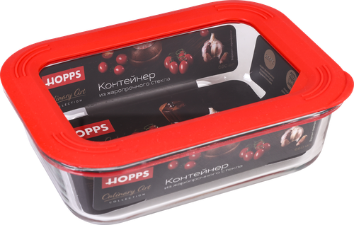 Контейнер HOPPS боросиликатное стекло, силикон, 660мл 17,5х12,5х5,2см, 
Арт. NE-BG3, фото