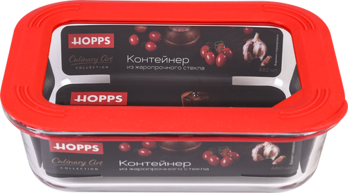 Контейнер HOPPS боросиликатное стекло, силикон, 660мл 17,5х12,5х5,2см, 
Арт. NE-BG3, вид