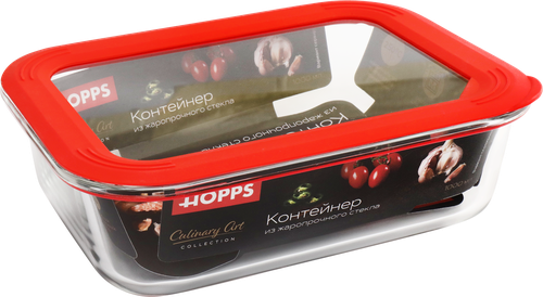 Контейнер HOPPS жаропрочное стекло, силикон, 1л, Арт. NE-BG4, фото