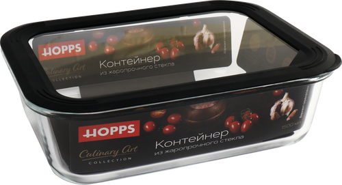Контейнер HOPPS жаропрочное стекло, силикон, 1.5л, Арт. NE-BG5, фотография