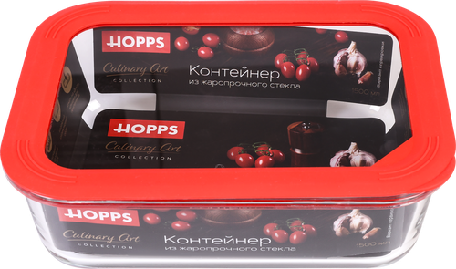 Контейнер HOPPS жаропрочное стекло, силикон, 1.5л, Арт. NE-BG5, изображение