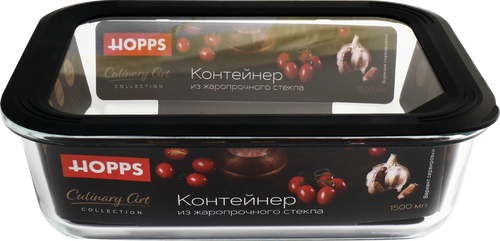 Контейнер HOPPS жаропрочное стекло, силикон, 1.5л, Арт. NE-BG5, изображение
