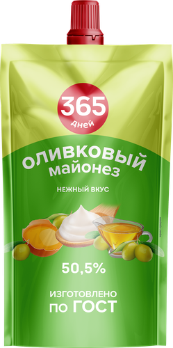 Майонез 365 ДНЕЙ Оливковый 50,5%, 180мл, фотография