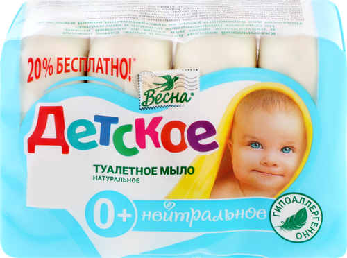 Крем-мыло ДЕТСКОЕ нейтральное, туалетное твердое, 300г, вид