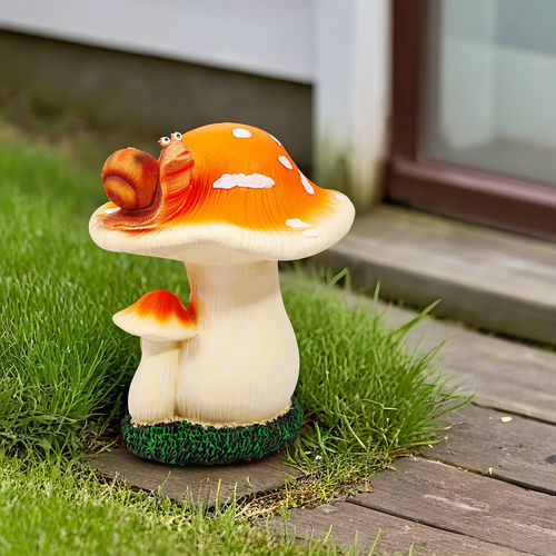 Фигура садовая GIARDINO CLUB Грибы с улиткой 23х23х28см, Арт. GD24021, крупный план