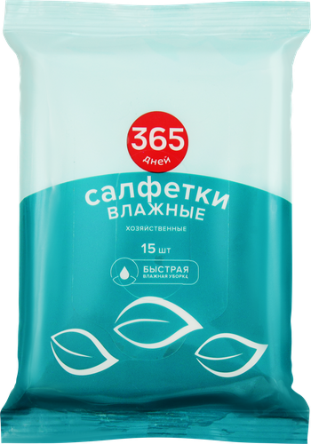 Салфетки влажные хозяйственные 365 ДНЕЙ 15х15см, 15шт, фото